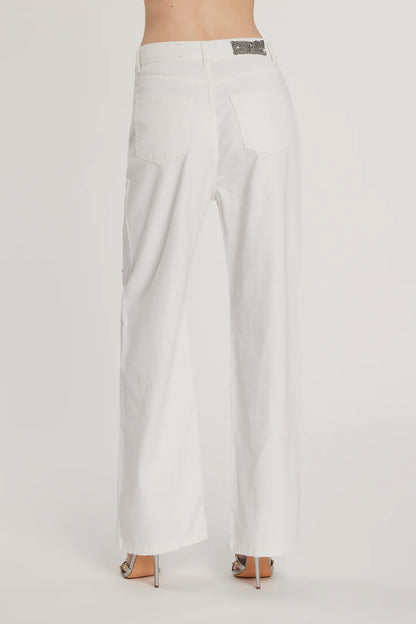 Pantalone GISELLE_15 vita media cinque tasche con applicazioni pietre loose fit bull