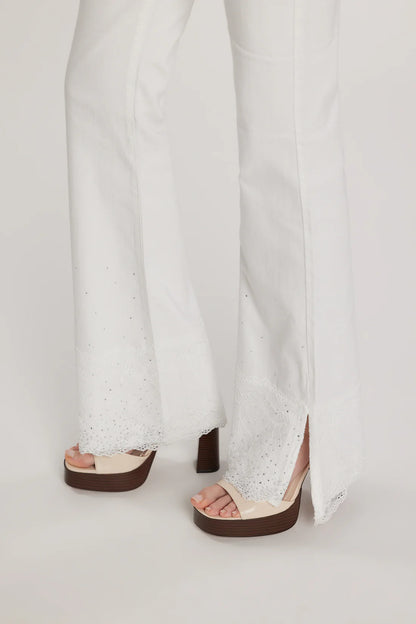 Relish Pantalone SCHIFFERONE_10 vita media cinque tasche con applicazioni più pizzo più spacco laterale flaire fit bull