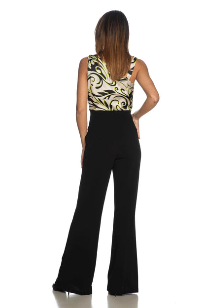 Tuta Intera Lunga Rinascimento Overall Da Donna Nero Fantasia Avorio Lime Nero