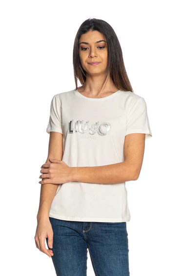 N. articolo  TA5214JS003M9136 T-shirt con logo e strass LIUJO