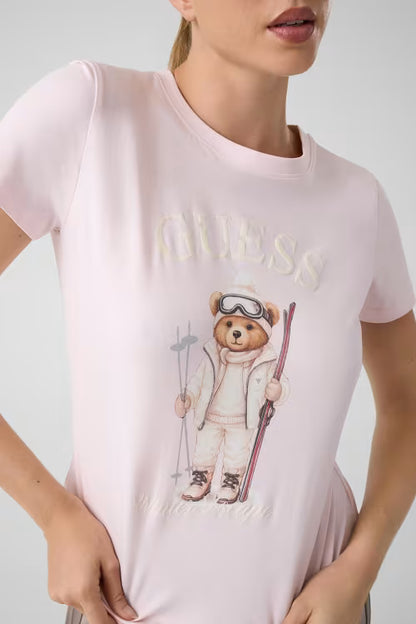FABRIZIA SKIING BEAR CN SS T-SHIRT NUOVA COLLEZIONE GUESS V6BI19 K6749