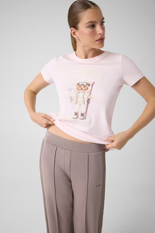 FABRIZIA SKIING BEAR CN SS T-SHIRT NUOVA COLLEZIONE GUESS V6BI19 K6749