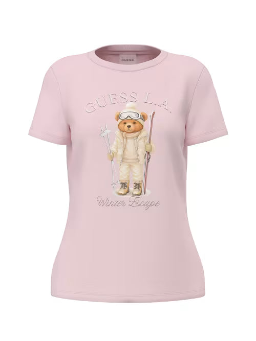 FABRIZIA SKIING BEAR CN SS T-SHIRT NUOVA COLLEZIONE GUESS V6BI19 K6749