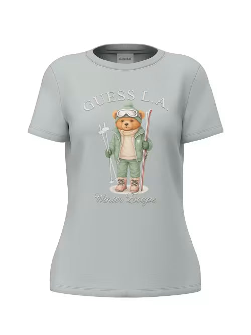 FABRIZIA SKIING BEAR CN SS T-SHIRT NUOVA COLLEZIONE GUESS V6BI19 K6749