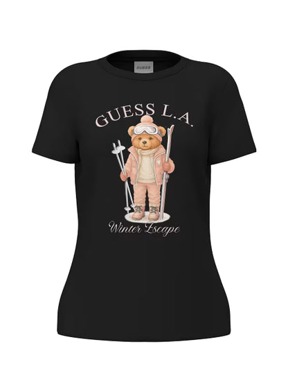 FABRIZIA SKIING BEAR CN SS T-SHIRT NUOVA COLLEZIONE GUESS V6BI19 K6749