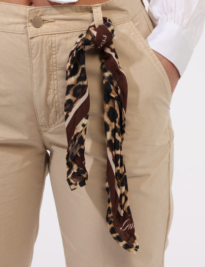 Guess pantaloni in cotone CANDIS colore beige W4GB04 WG4NB