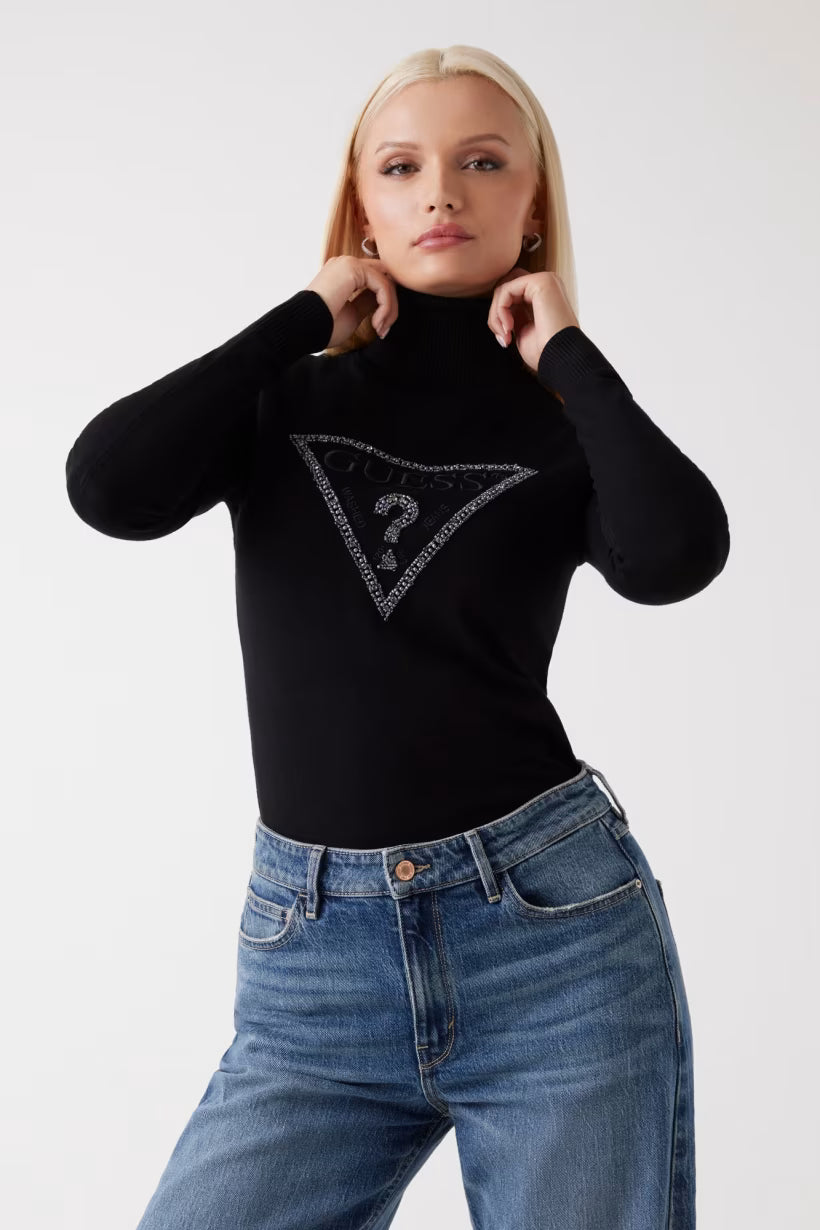 Maglione collo alto logo triangolo GUESS W6BR54 Z1455
