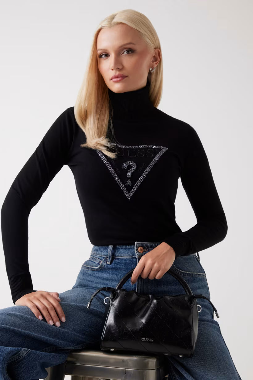 Maglione collo alto logo triangolo GUESS W6BR54 Z1455