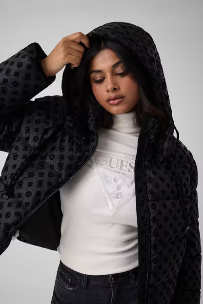 NEW DAISY CROP LOGO PUFFER GIUBBINO GUESS W6BL56