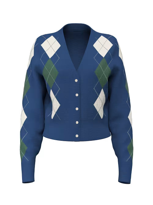 LS VN GRACIE ARGYLE CARDIGAN GUESS W6BR47 Z1446