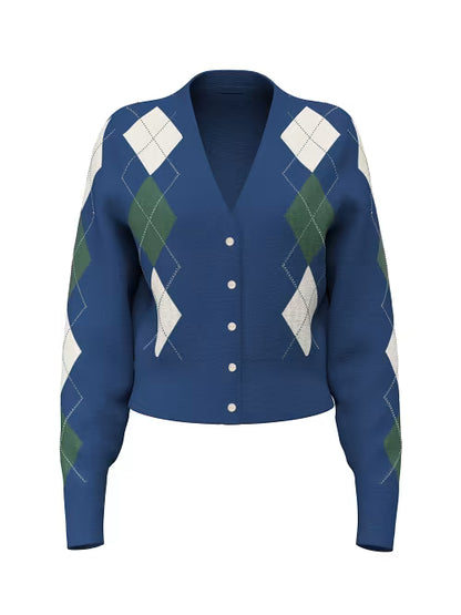 LS VN GRACIE ARGYLE CARDIGAN GUESS W6BR47 Z1446