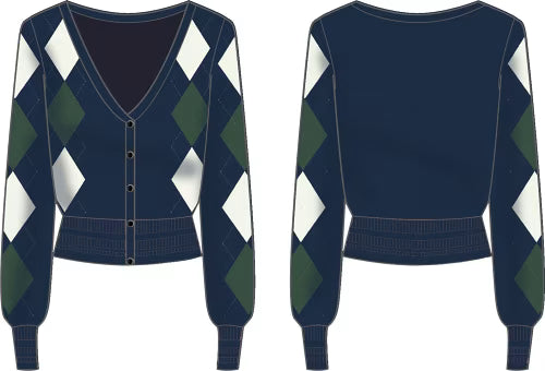 LS VN GRACIE ARGYLE CARDIGAN GUESS W6BR47 Z1446