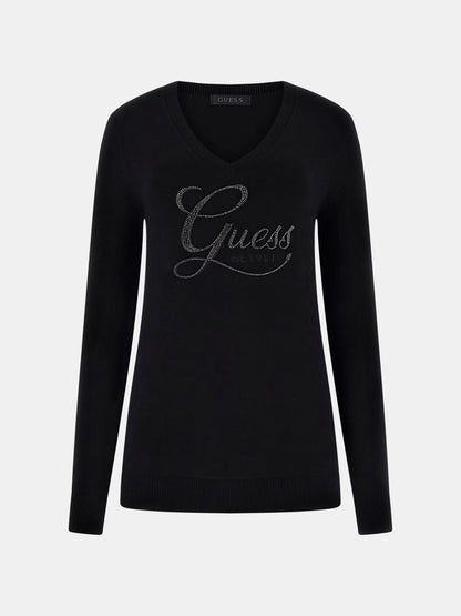 Guess W6RR50Z2NQ2 Maglione con strass logo