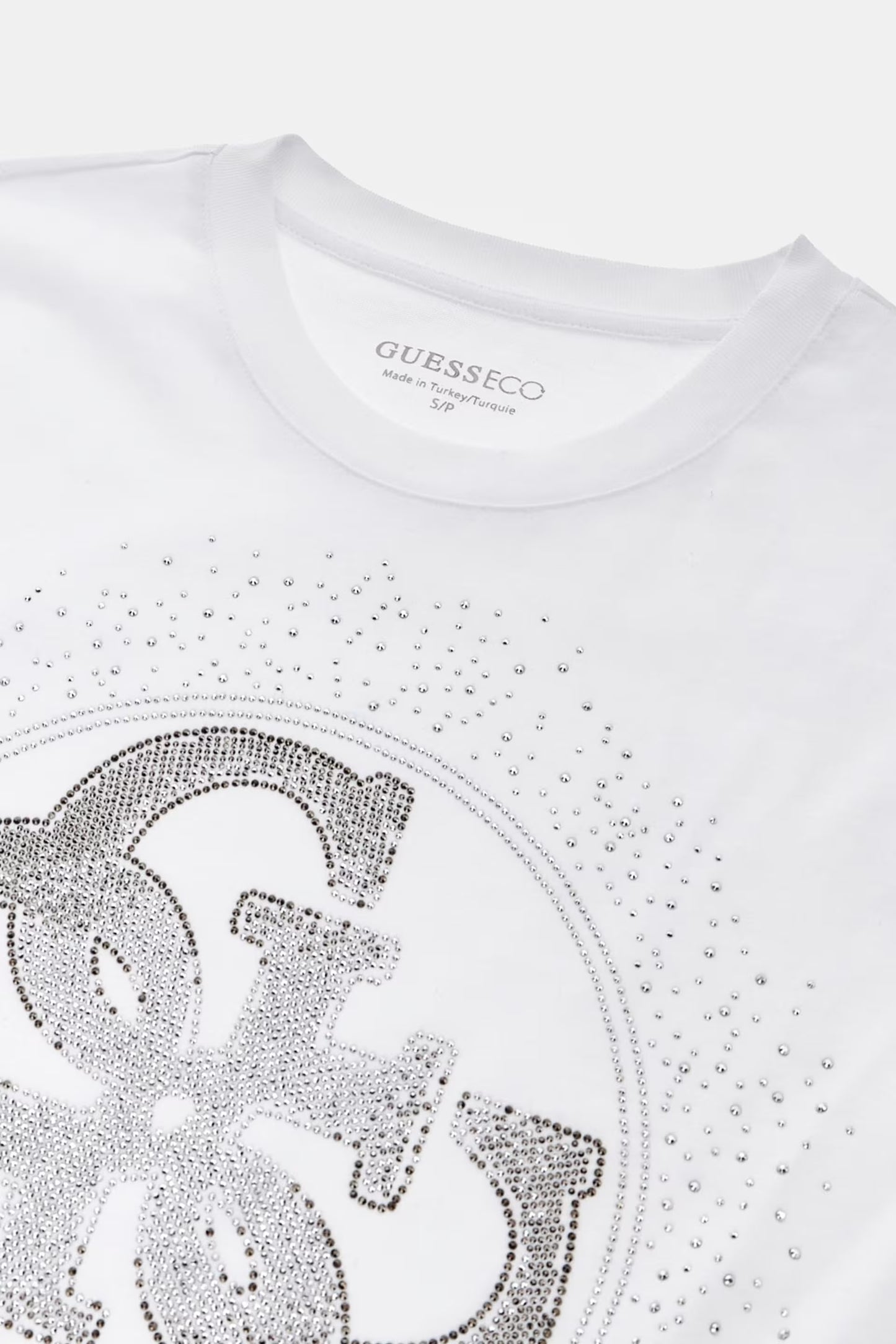 Guess W6YI18K4331 T-shirt con logo di strass