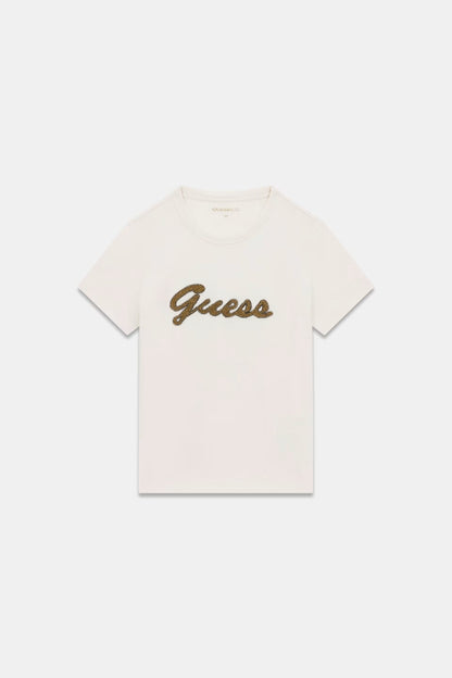 Guess W6YI29K4348 T-shirt con logo di perline