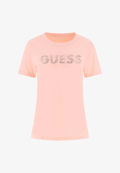 Guess V3BI11J1314 STUDS SCRIPT TEE - T-shirt con stampa