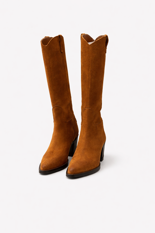 V 6 Stivali texani in suede color cuoio