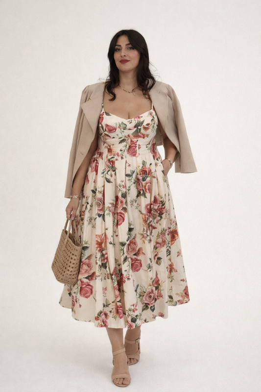 W6GKAFW2558 Abito Lungo Floreale