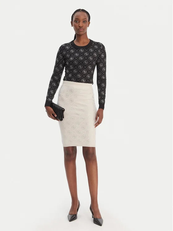 Guess Minigonna W6RD0O Z3JD2 Beige Regular Fit