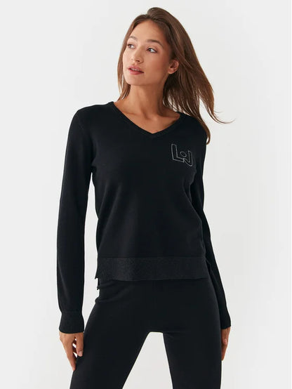 LIUJO TF3203 MA63M Black Regular Fit Sweater