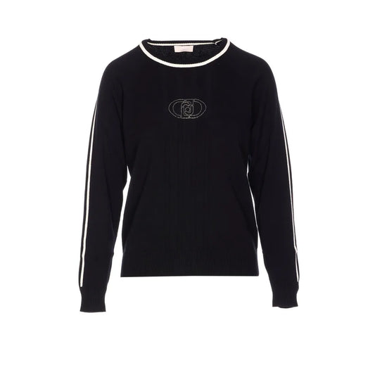 Maglia LIUJO Articolo TF5078M63L COLORE NERO\BIANCO LOGO STRASS