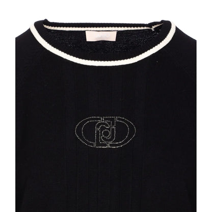 Maglia LIUJO Articolo TF5078M63L COLORE NERO\BIANCO LOGO STRASS