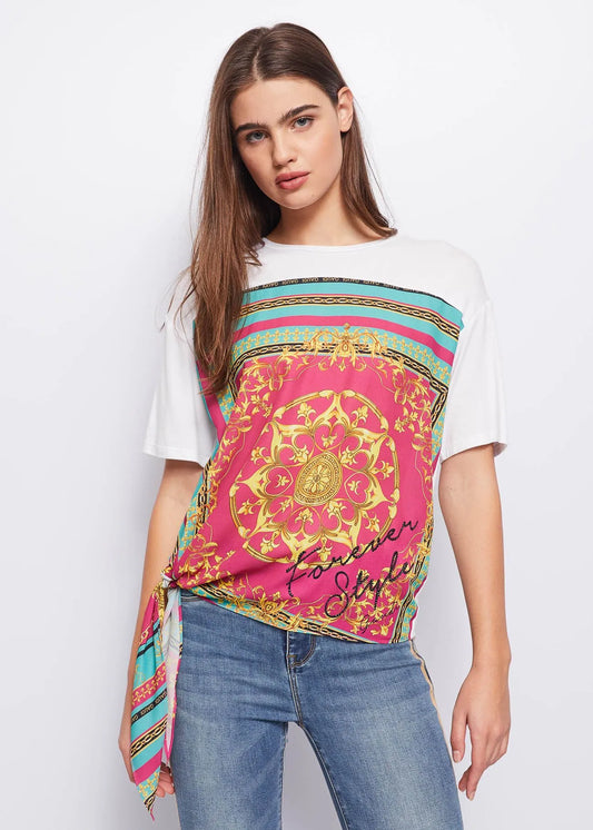 T-shirt with scarf print 311BD64037