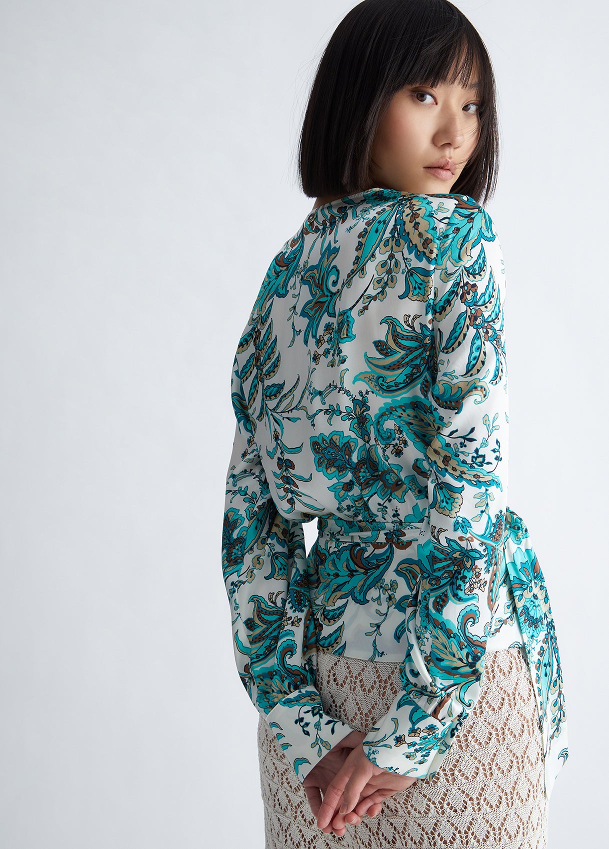 Eco-sustainable paisley blouse CA3387TS017Q9007