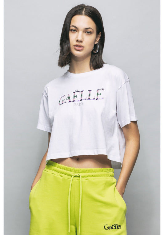 CREW NECK T SHIRT IN JERSEY WITH EMBROIDERY - GBDP17086 - GAELLE PARIS