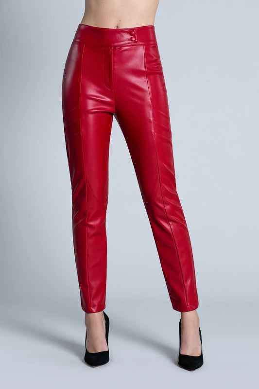 PAMPIU trousers with eco-leather cut inserts