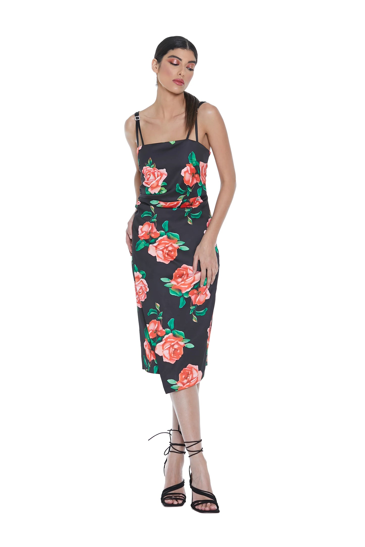 ATIK midi dress with flower pattern slit RCP2309009029