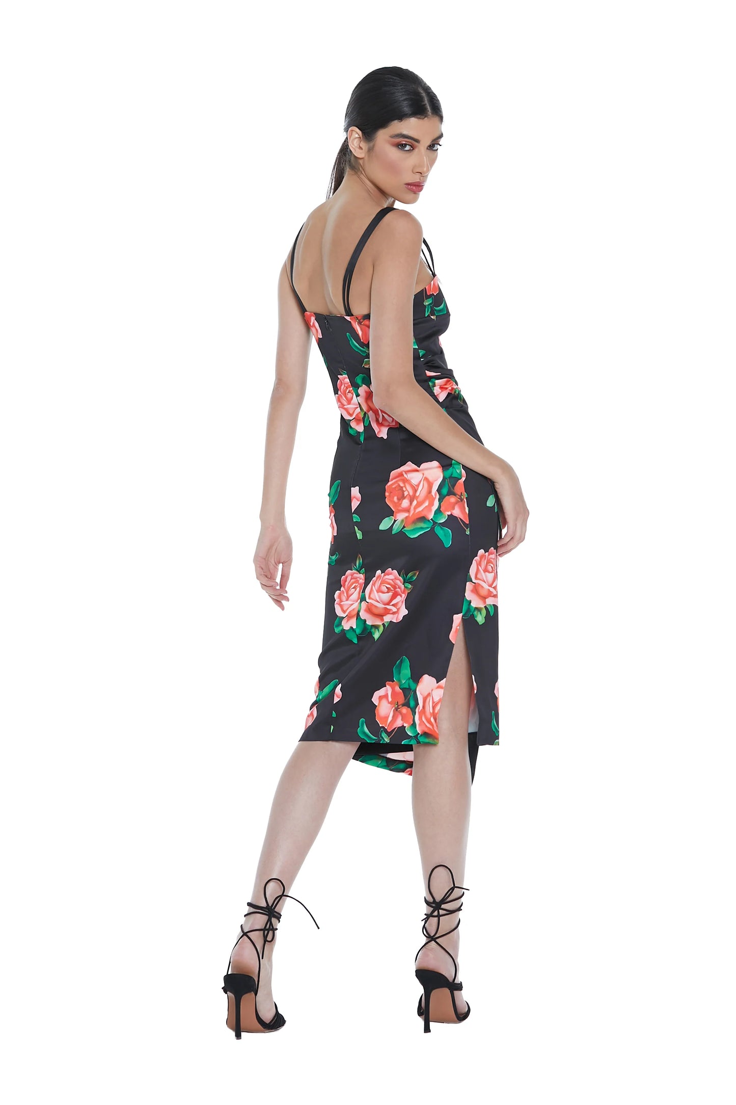 ATIK midi dress with flower pattern slit RCP2309009029