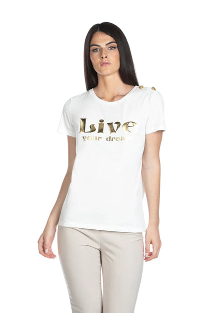 T-shirt NEIGES mezza manica con stampa spessorata oro RDP2101033027