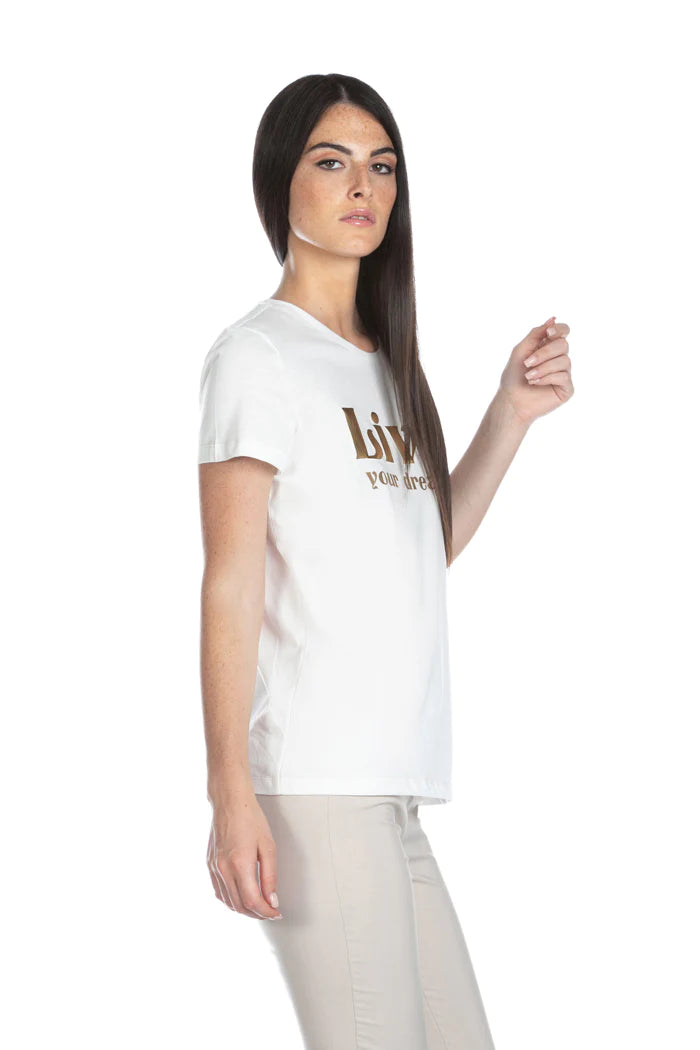 T-shirt NEIGES mezza manica con stampa spessorata oro RDP2101033027